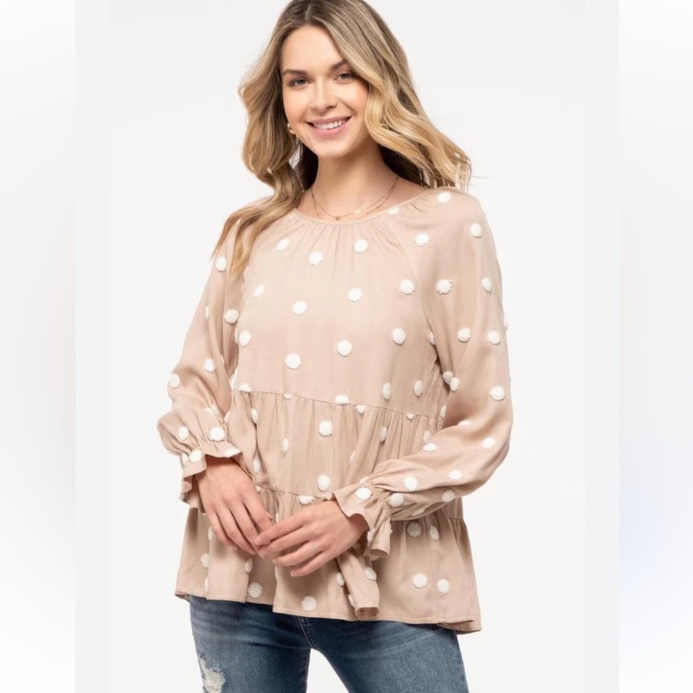 Blu Pepper Rayon Blouse with White Polka Dots